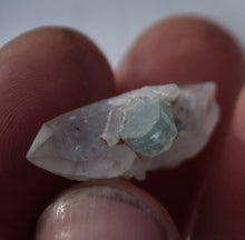 Load image into Gallery viewer, Excellent Vanadium Beryl / Emerald on Quartz Crystal Thumbnail Specimen - Good Color + Terminated - 2.74 Grams
