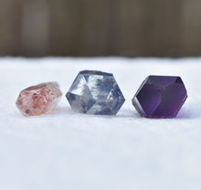 Load image into Gallery viewer, Quartz Trio - Beautiful Gem and Mineral-Included Quartz Crystal Points - Amethyst - Dumortierite - Hematite
