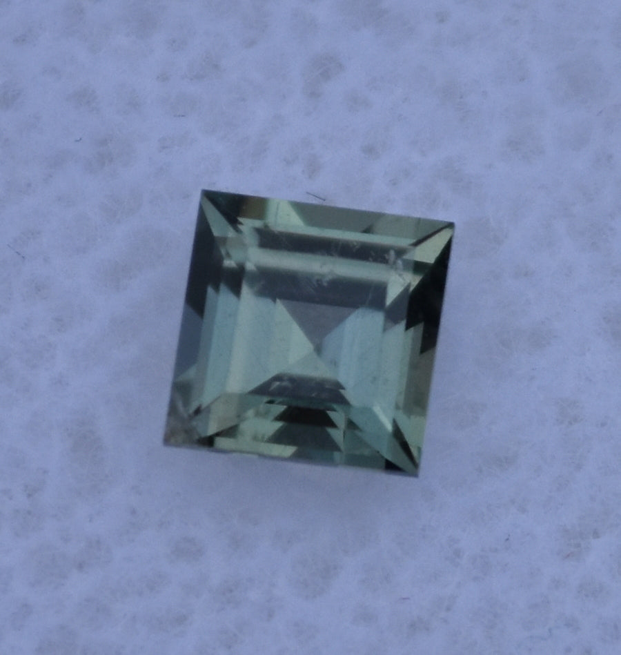 Princess Cut Songea Sapphire - Green to Greenish Blue - Color Shifty to Yellow - 0.53 ct