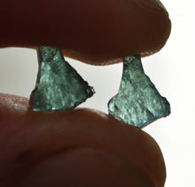 Load image into Gallery viewer, Matched Pair of Teal Tourmaline - Facet Rough for Tablets / Fantasy Cutting - 1.45 and 1.95 ct.
