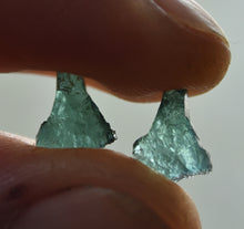 Load image into Gallery viewer, Matched Pair of Teal Tourmaline - Facet Rough for Tablets / Fantasy Cutting - 1.45 and 1.95 ct.
