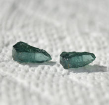 Load image into Gallery viewer, Matched Pair of Teal Tourmaline - Facet Rough for Tablets / Fantasy Cutting - 1.45 and 1.95 ct.
