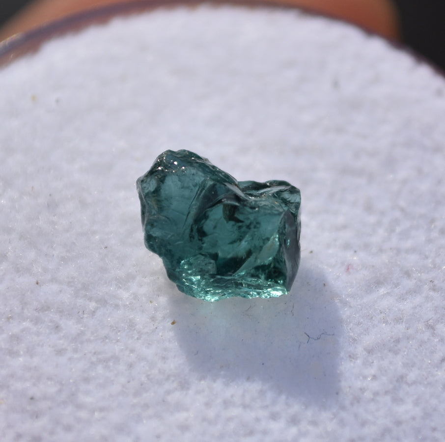 Teal Tourmaline Facet Rough - Outstanding Open Color - from Ruhengeri, DRC - 1.95 ct.