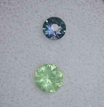 Load image into Gallery viewer, Fantastic Pairing of Chrome and Vanadium Kornerupine Round Gems - 1.4 ctw.  BOTH faceted by Scott Maier in Vermont
