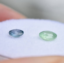 Load image into Gallery viewer, Fantastic Pairing of Chrome and Vanadium Kornerupine Round Gems - 1.4 ctw.  BOTH faceted by Scott Maier in Vermont
