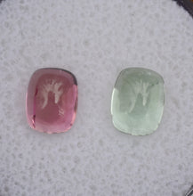 Load image into Gallery viewer, Long Cushion Sugarloaf Tourmaline Cabochons - Pink and Green - 2.53 ctw
