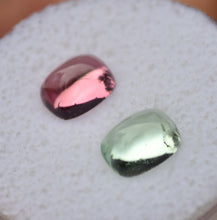 Load image into Gallery viewer, Long Cushion Sugarloaf Tourmaline Cabochons - Pink and Green - 2.53 ctw
