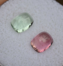 Load image into Gallery viewer, Long Cushion Sugarloaf Tourmaline Cabochons - Pink and Green - 2.53 ctw

