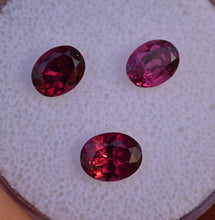 Load image into Gallery viewer, SALE!!  Trio of Rhodolite Garnet Oval Gemstones from Tanzania - 3.75 ctw.
