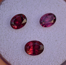 Load image into Gallery viewer, SALE!!  Trio of Rhodolite Garnet Oval Gemstones from Tanzania - 3.75 ctw.
