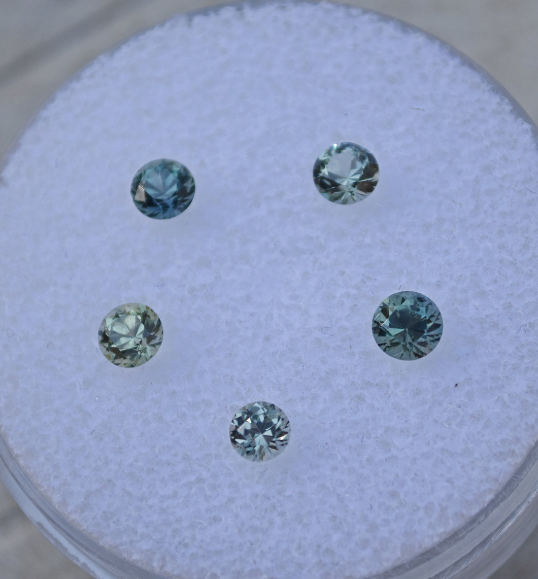 Songea Sapphire - Greens, Blues, and Greenish Blues Parcel - All Round Brilliant - 1.22 ct.