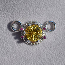 Load image into Gallery viewer, Sunny Heliodor and Ruby Pendant - Original Design in Cast Sterling
