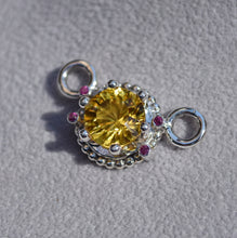 Load image into Gallery viewer, Sunny Heliodor and Ruby Pendant - Original Design in Cast Sterling
