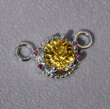 Load image into Gallery viewer, Sunny Heliodor and Ruby Pendant - Original Design in Cast Sterling
