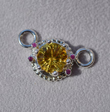 Load image into Gallery viewer, Sunny Heliodor and Ruby Pendant - Original Design in Cast Sterling
