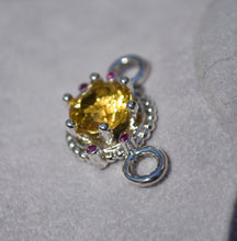 Load image into Gallery viewer, Sunny Heliodor and Ruby Pendant - Original Design in Cast Sterling
