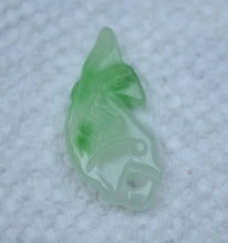 Load image into Gallery viewer, Green and White Jade Fish Carving - Drilled for Necklace
